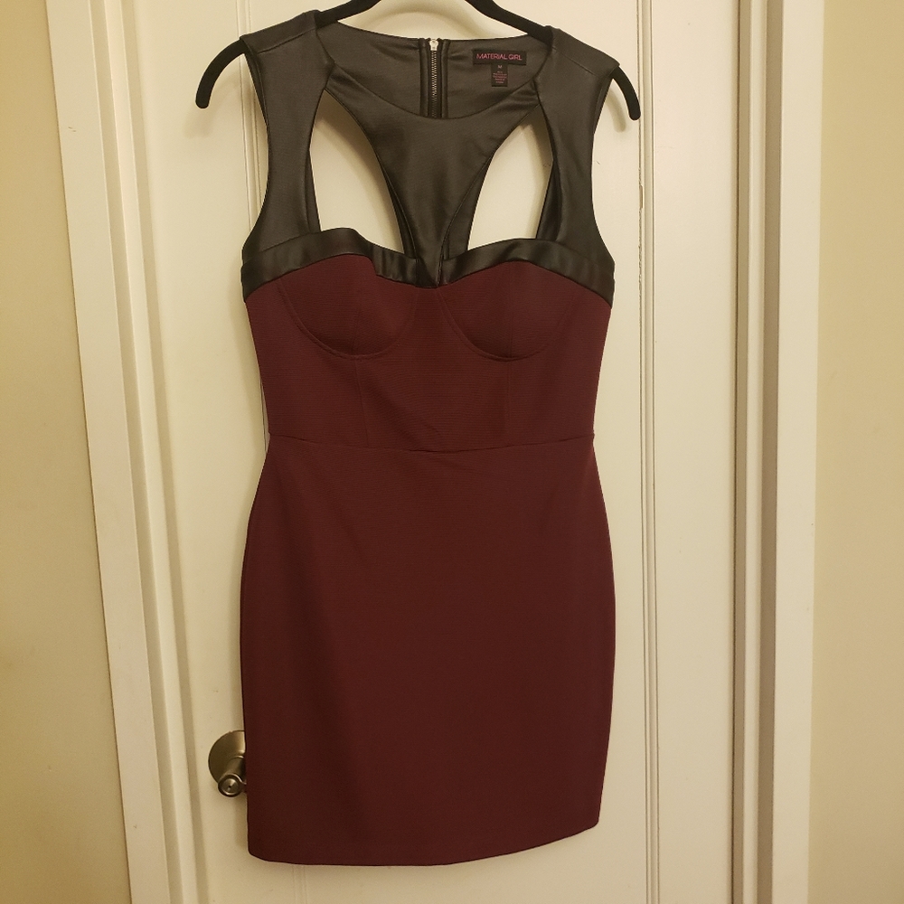 Material Girl Bustier Bodycon Dress Burgundy - Picture 5 of 6